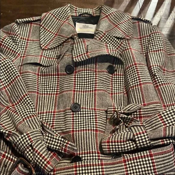 Aquascrutum Vintage Plaid Trench Coat with Belt - Picture 5 of 16